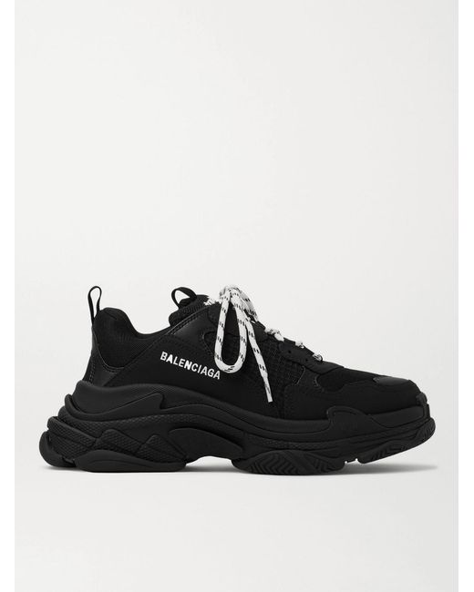 Balenciaga Black Triple S Sneakers In Mesh And Leather for men