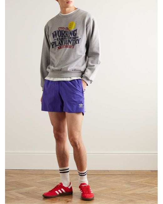 Adidas Originals Purple Adicolor Classics Sprinter Wide-leg Recycled-shell Shorts for men