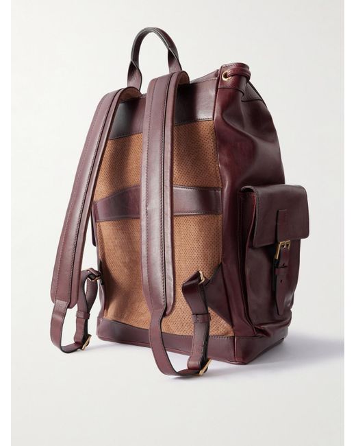 Brunello Cucinelli Purple Leather Backpack for men