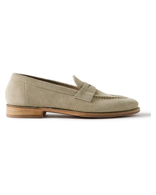 GRENSON Natural Floyd Suede Penny Loafers for men