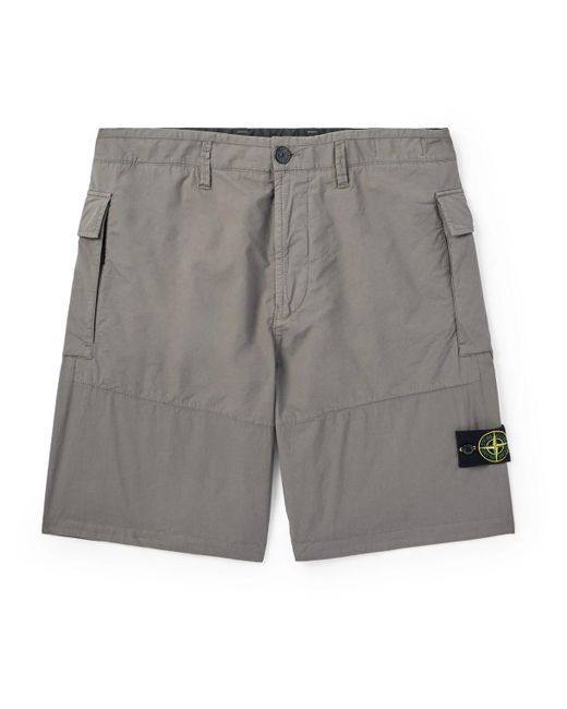 Stone Island Gray Straight-leg Logo-appliquéd Stretch-cotton Bermuda Shorts for men