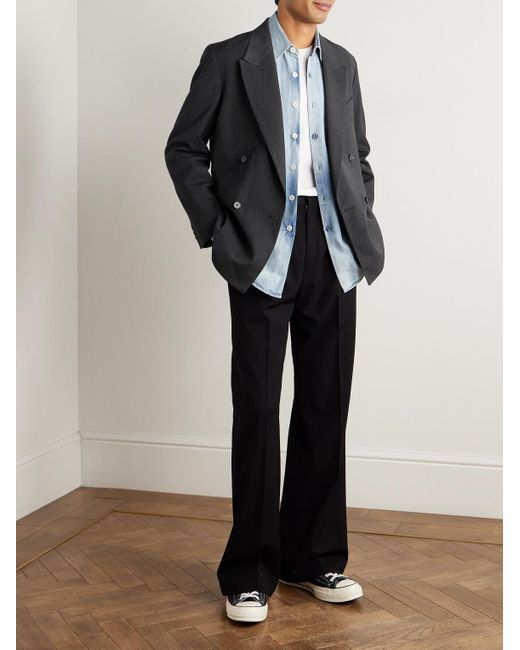 A.PRESSE Black Double-breasted Wool Blazer for men