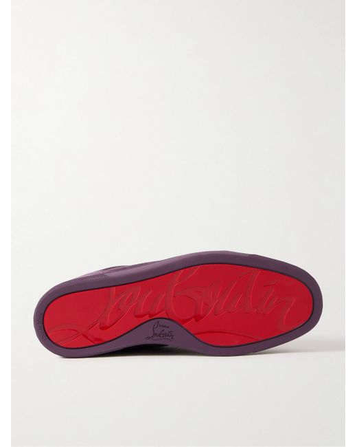 Christian Louboutin Louis Junior Sneakers aus Veloursleder mit Querkappe und Stachelnieten in Purple für Herren