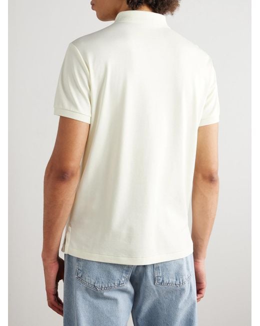 Polo Ralph Lauren White Logo-Embroidered Cotton-Jersey Polo Shirt for men