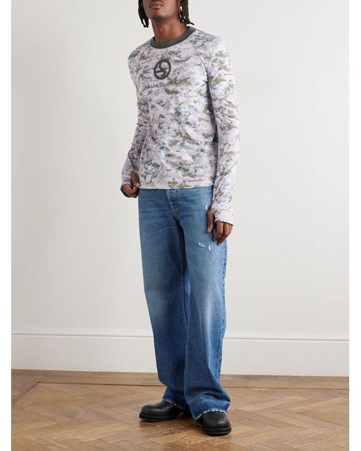 Acne White Elway Camouflage-Print Jersey T-Shirt for men