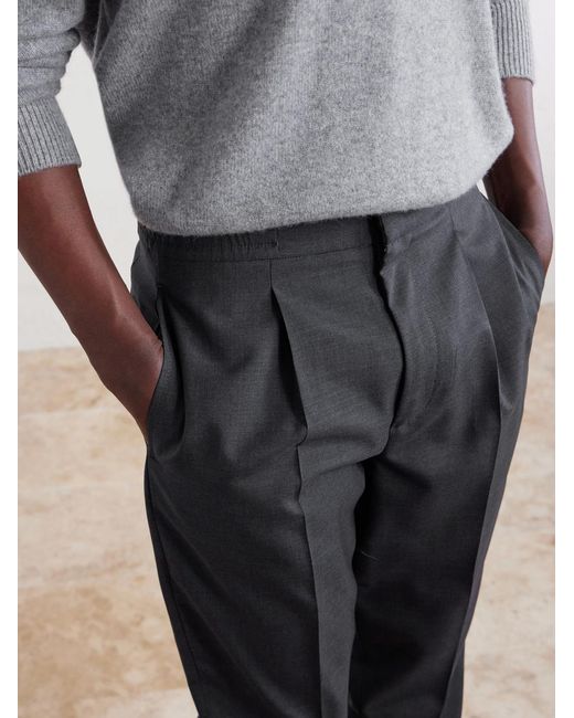 Officine Generale Gray Drew Tapered Pleated Wool Trousers for men