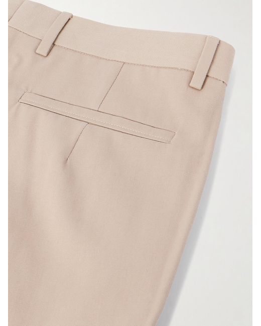 Zegna Natural Straight-Leg Pleated Cotton And Wool-Blend Twill Trousers for men