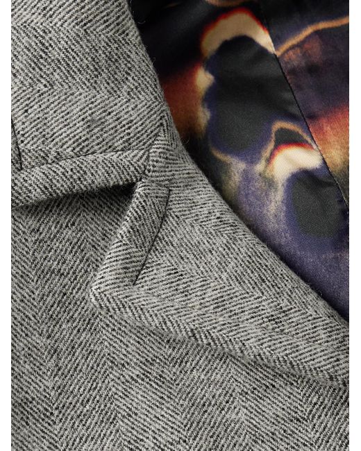 Paul Smith Gray Herringbone Wool-Blend Coat for men