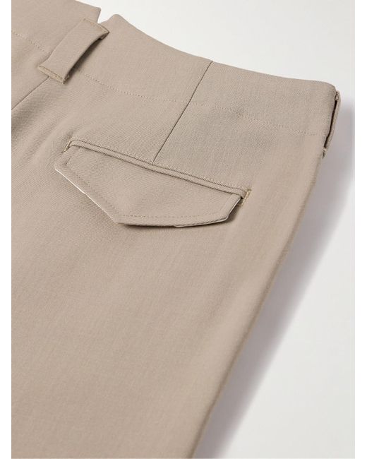 AMI Natural Wide-leg Pleated Twill Bermuda Shorts for men