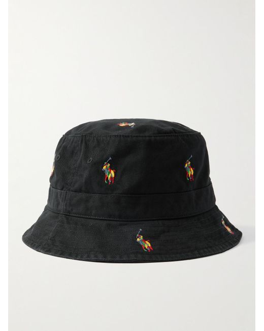Polo Ralph Lauren Black Embroidered Polo Pony Bucket Hat for men