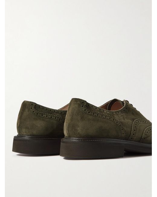 Tricker's Green Jeremey Suede Brogues for men