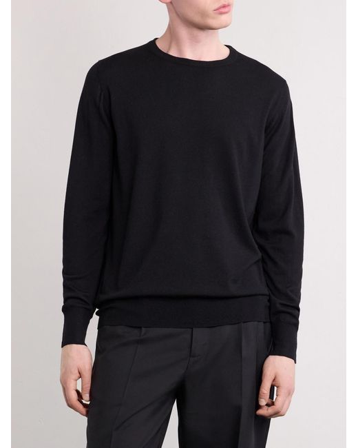 William Lockie Blue Merino Wool Sweater for men