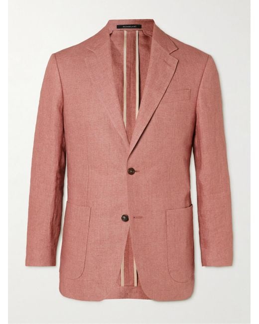 Richard James Pink Unstructured Linen Suit Jacket for men