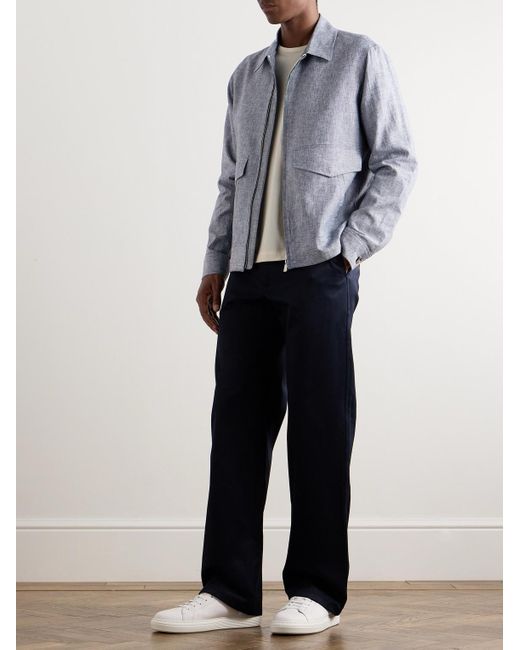 Richard James Blue Striped Linen And Cotton-blend Blouson Jacket for men