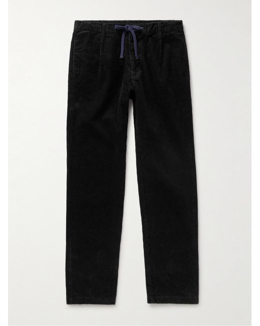 Hartford Black Tanker Straight-leg Cotton-corduroy Drawstring Trousers for men