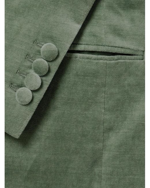 Giacca da smoking in velluto di misto cotone e lino con collo a scialle di Kingsman in Green da Uomo