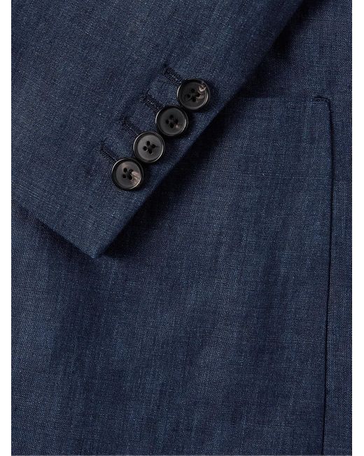 Paul Smith Blue Delave Unstructured Double-Breasted Linen Blazer for men