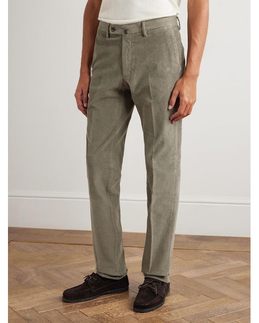Slowear Green Incotex Straight-Leg Cotton-Blend Corduroy Trousers for men