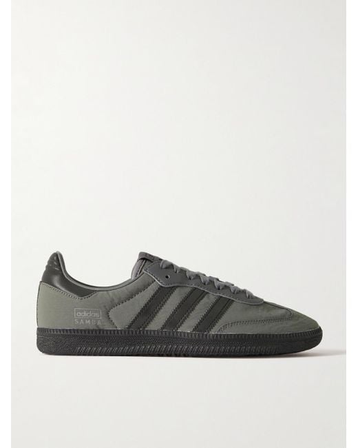 Adidas Originals Gray Samba Og Leather-Trimmed Shell Sneakers for men