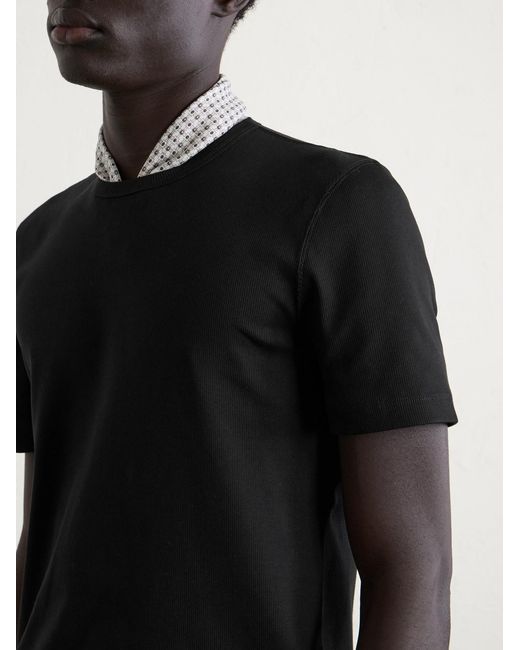 Brunello Cucinelli Black Ribbed Jersey T-Shirt for men