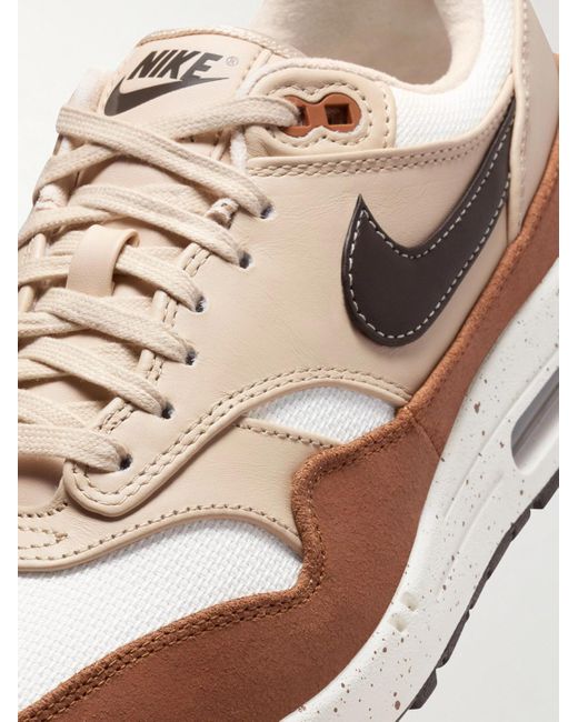 Nike Brown Air Max 1 '87 Mesh-trimmed Leather And Suede Sneakers for men