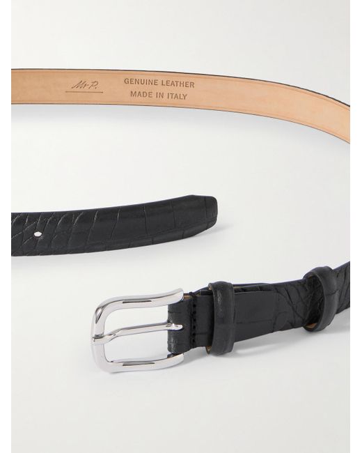 Mr P. Black 2.5cm Croc-effect Leather Belt for men