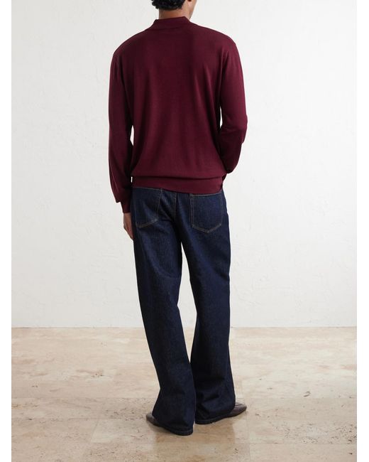 Dries Van Noten Red Muano Merino Wool Polo Shirt for men