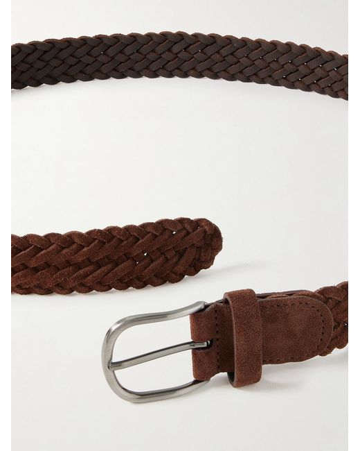 3.5Cm Woven Suede Belt di Andersons in Brown da Uomo