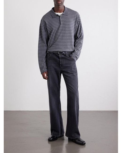 Nili Lotan Gray Foley Striped Cotton Polo Shirt for men