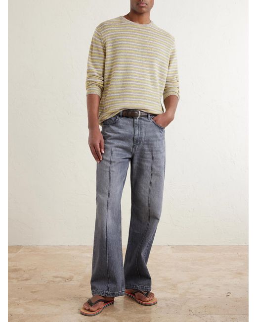 Auralee Natural Summer Striped Cashmere Sweater for men