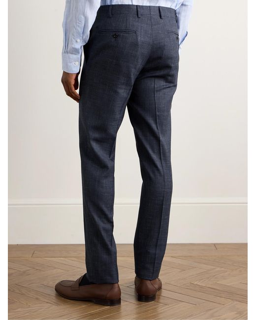 Canali Blue Slim-Fit Wool, Silk And Linen-Blend Suit Trousers for men