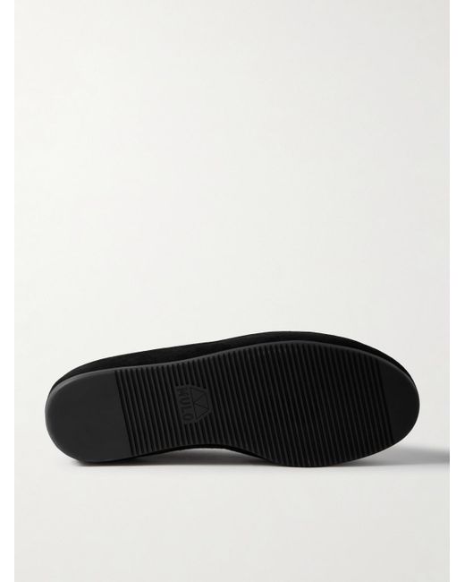 Mulo Black Shearling-Lined Suede Loafers for men