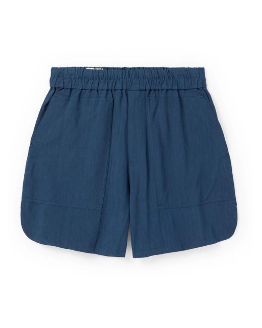 Dries Van Noten Blue Straight-leg Linen-blend Shorts for men