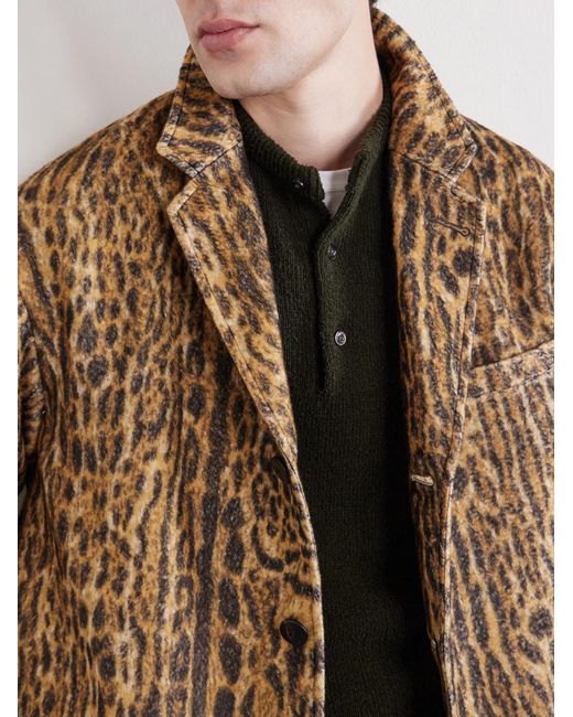 Visvim Brown Bowen Leopard-print Silk Blazer for men
