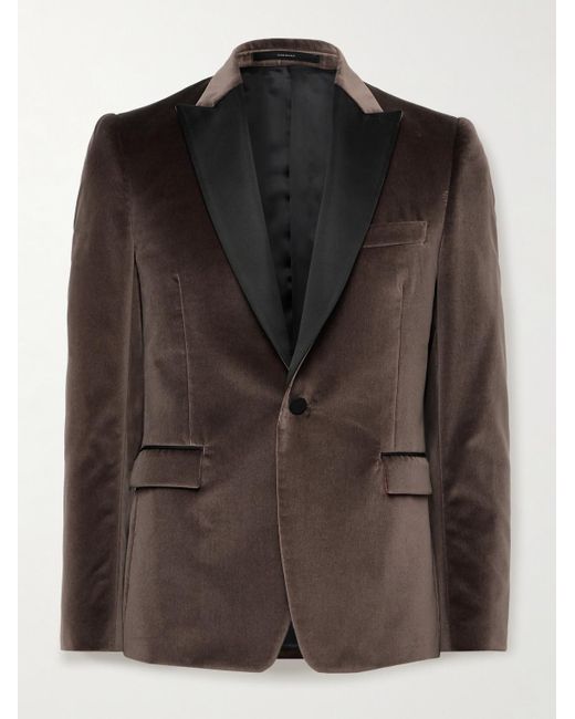 Paul Smith Brown Slim-fit Satin-trimmed Cotton-velvet Tuxedo Jacket for men