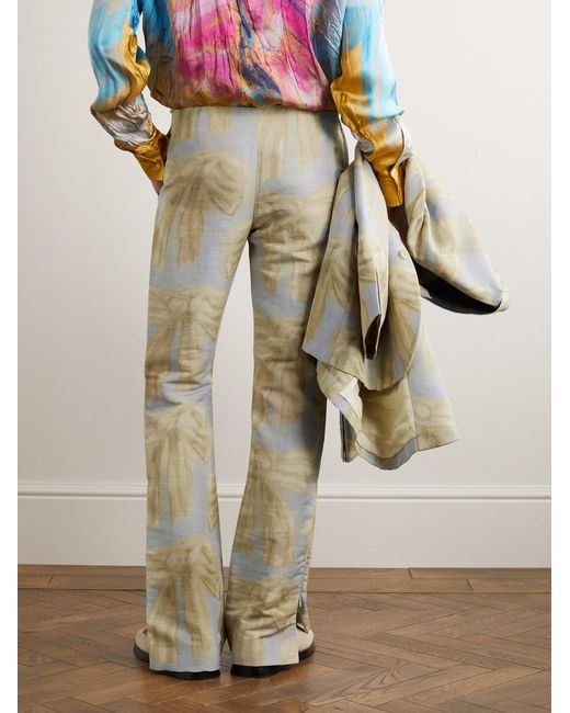 Acne Natural Karen Kilimnik Slim-Fit Flared Printed Woven Suit Trousers for men
