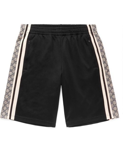 Gucci Black Logo-print Striped Tech-jersey Shorts for men