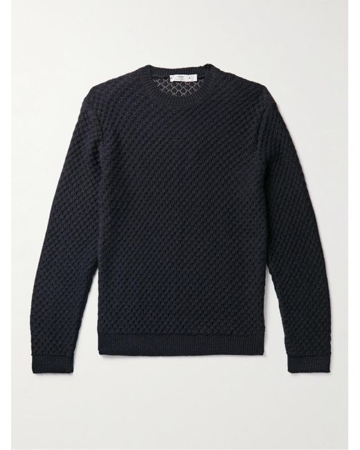 Inis Meáin Blue Honeycomb-knit Alpaca And Silk-blend Sweater for men