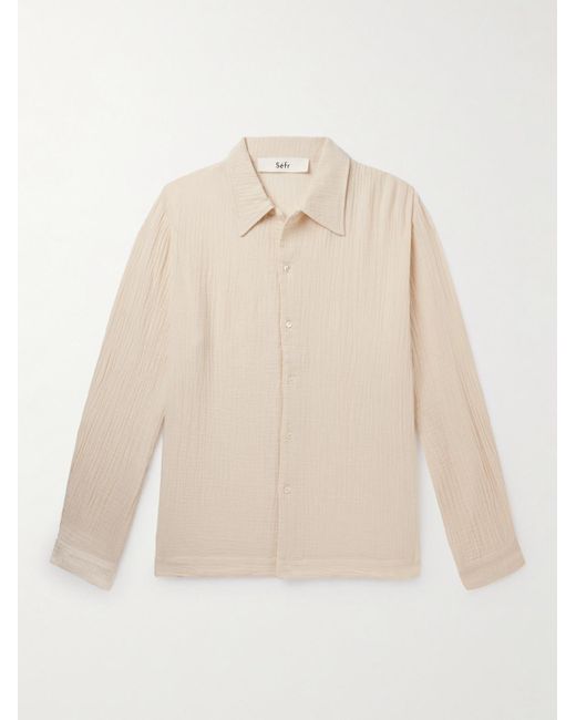 Séfr Natural Ripley Textured Organic Cotton-blend Voile Shirt for men