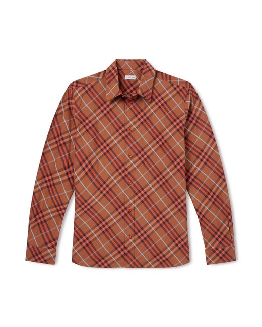 Burberry Red Robert Checked Cotton Shirt for men