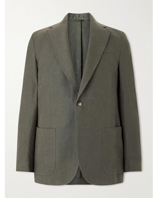 De Petrillo Green Linen Blazer for men
