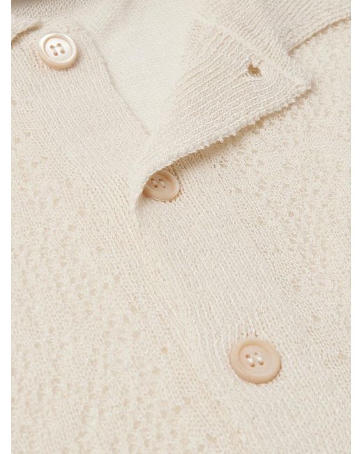 Our Legacy White Pointelle-Knit Wool-Blend Polo Shirt for men