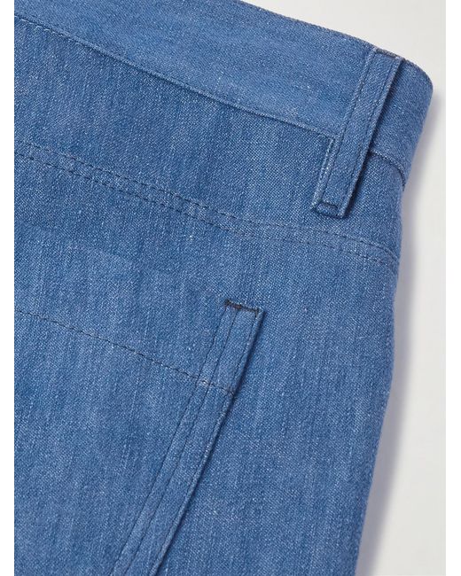 Gabriela Hearst Blue Slim-Fit Cotton And Linen-Blend Trousers for men