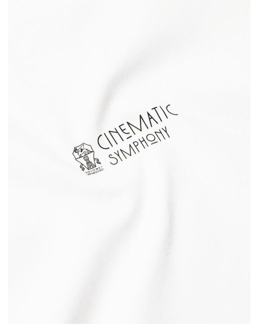 Brunello Cucinelli T-Shirt aus Baumwoll-Jersey mit Logoprint und Stehkragen in White für Herren