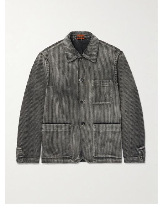 Barena Gray Garment-dyed Cotton-corduroy Overshirt for men