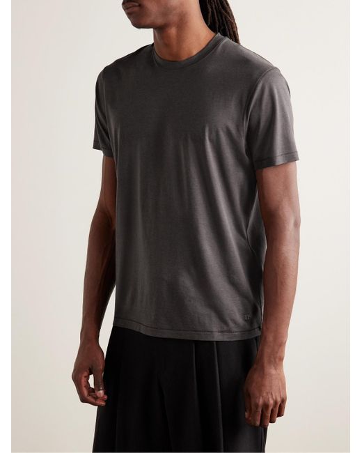 Tom Ford Black Slim-fit Lyocell And Cotton-blend Jersey T-shirt for men
