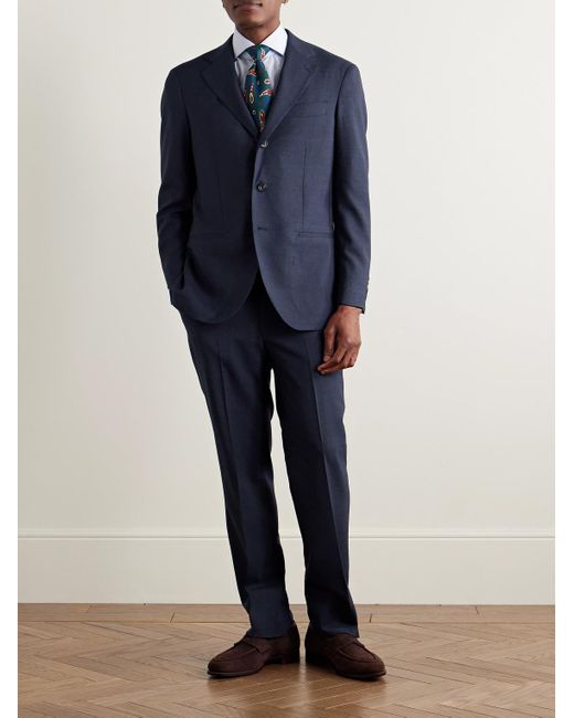 J. Mueser Blue Waverly Slim-fit Wool-fresco Suit Jacket for men
