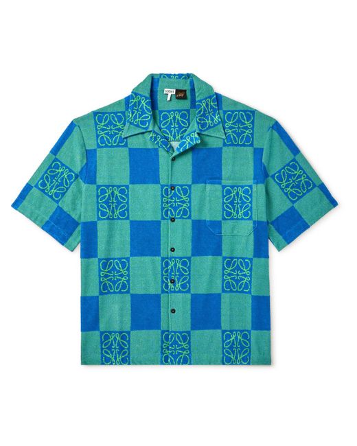 Loewe Blue Paula's Ibiza Camp-collar Cotton-blend Terry-jacquard Shirt for men