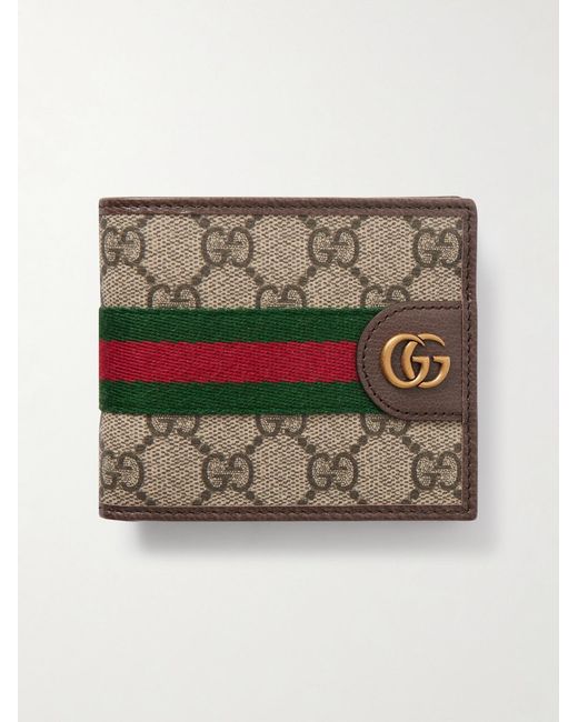 Gucci Metallic Ophidia Leather-Trimmed Canvas Bi-Fold Wallet for men