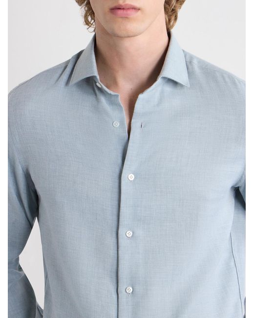 Caruso Blue Cotton And Cashmere-Blend Shirt for men